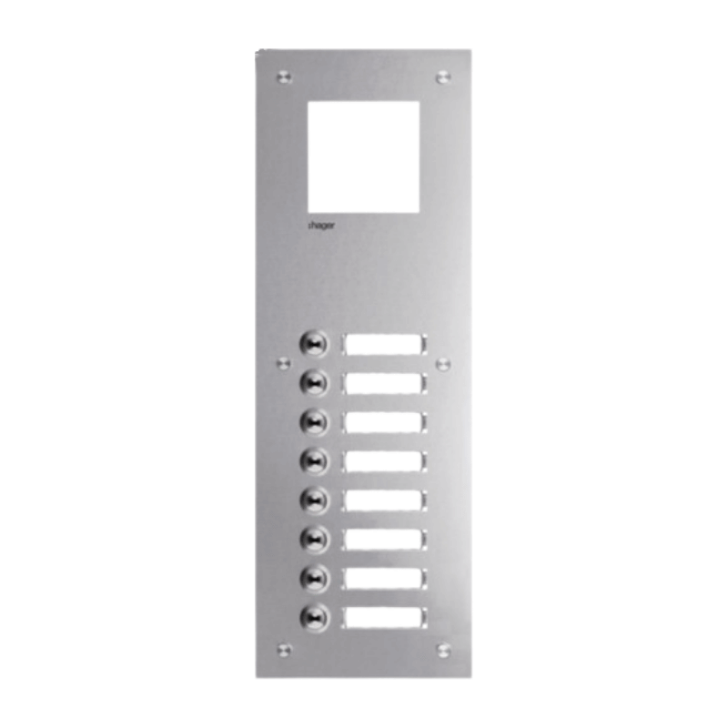 Hager RTQ108X Frontplatte intercom mono – 8 Tasten + Namensschild, edelstahl