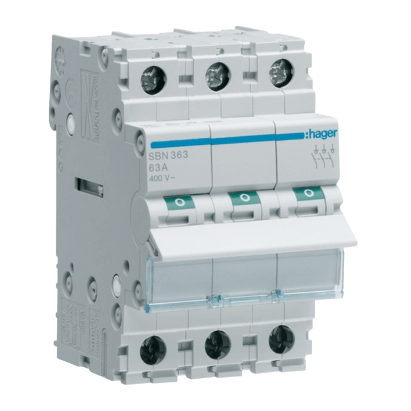 Hager SBN363 Ausschalter – 63A, 3 Schließer, 400V AC, 3TE