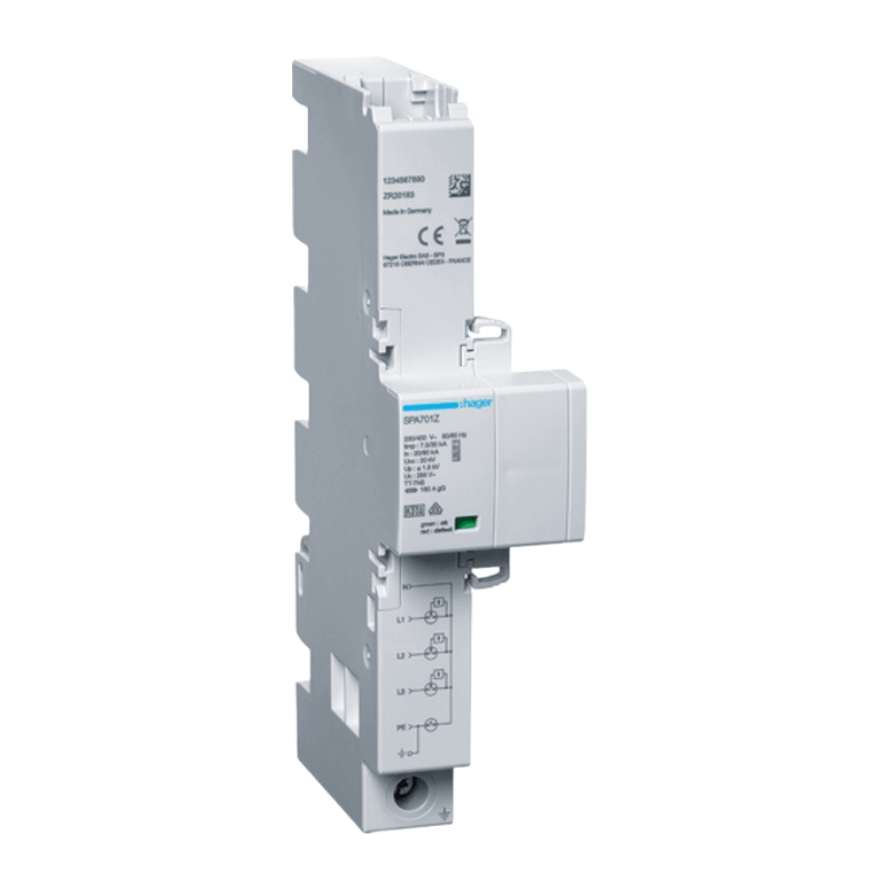 Hager SPA701Z Kombiableiter – T1+T2+T3, 4-polig, Iimp 7,5kA, TT/TNS