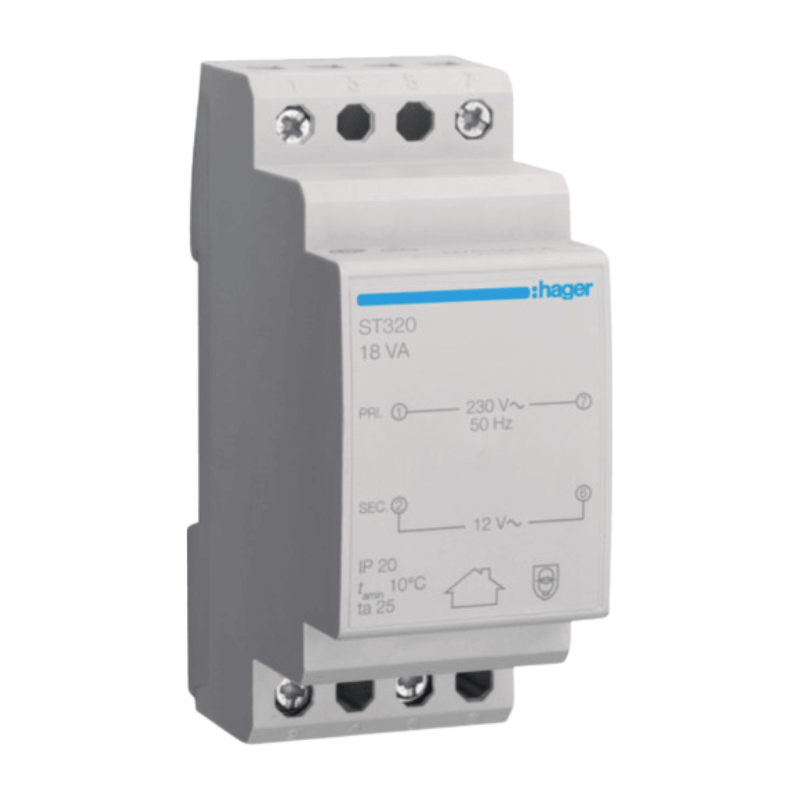 Hager ST320 Sicherheitstrafo – 230V/12V, 18 VA, 2PLE
