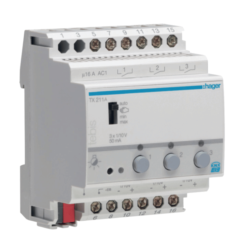 Hager KNX-Dimmaktor TX211A – 3-fach, 1-10V, REG