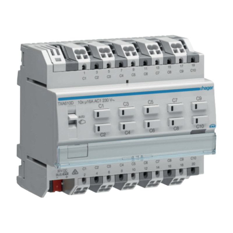 Hager TXA610D KNX easy Universalaktor – 16 A, 10-fach