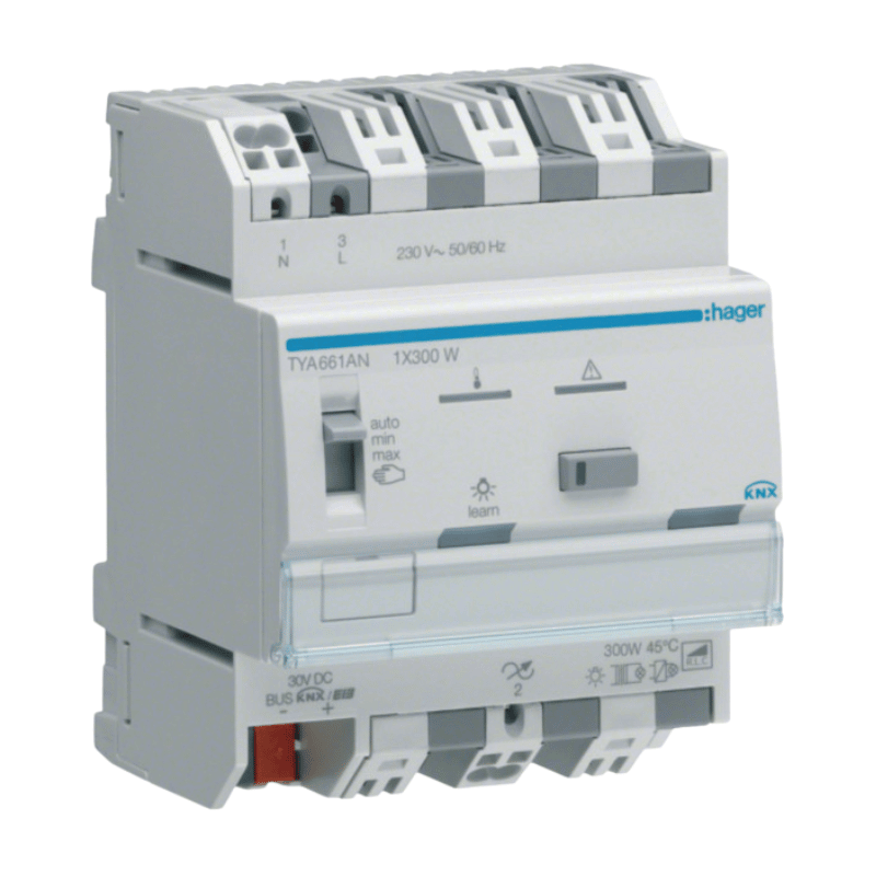 Hager KNX-Dimmaktor TYA661AN – 1-fach, 300W, Universal, LED/ESL