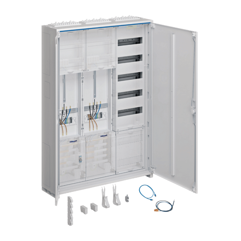 Hager Komplettschrank ZB332U25LS, 1100x800mm, dual meters, APZ, triple-field design, for convenient and flexible surface mounting.