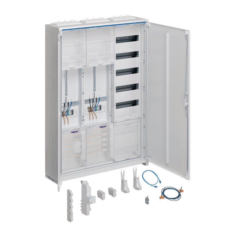 Hager Komplettschrank ZB333T25W31 – 1100 mm, universZ, 2 Zähler, 3‑Punkt VT5 APZ, 3‑feldig, ÜSS, ESA