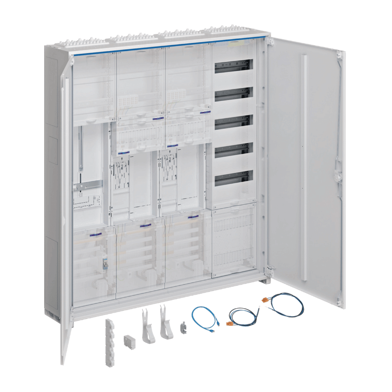 Hager Zählerschrank eHZ ZB34SET25LK – 1100 mm, universZ, 2 Zähler, 1 SG BKE‑I, VT5 APZ, 4‑feldig