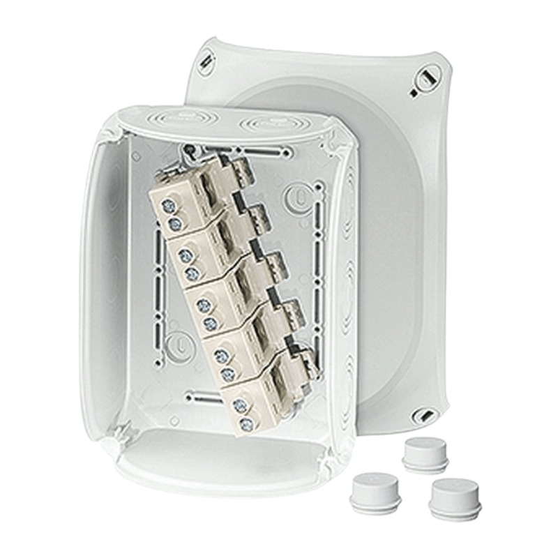 Hensel DK1616G Abzweigkasten – Serie DK, m. Klemmen, 155×210×92 mm, 5×16 mm², grau