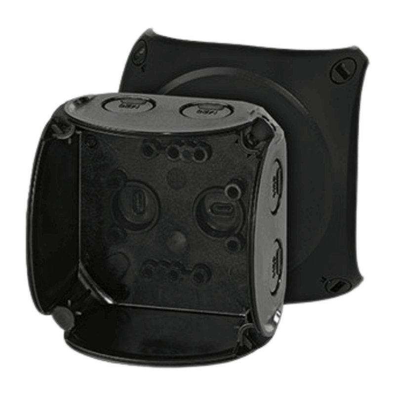 Hensel KF0200B Kabelabzweigkasten – Serie KF, ohne Klemmen, schwarz, 93×93 mm, 5 Stück