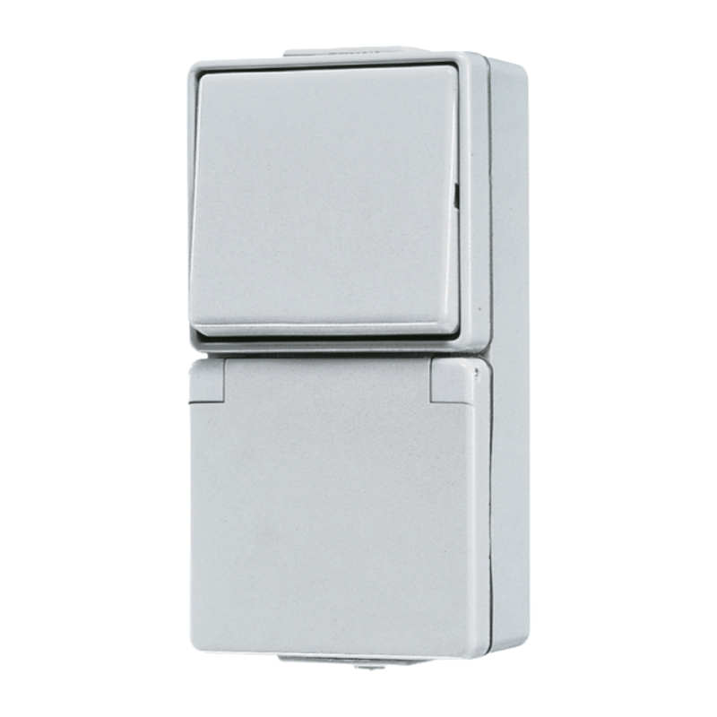 Jung 676W Schuko-Steckdose mit Wechselschalter – WG 600, 1-fach, grau