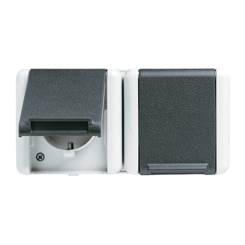 Jung 8220W Schuko-Steckdose – WG 800, 2-fach, waagerecht