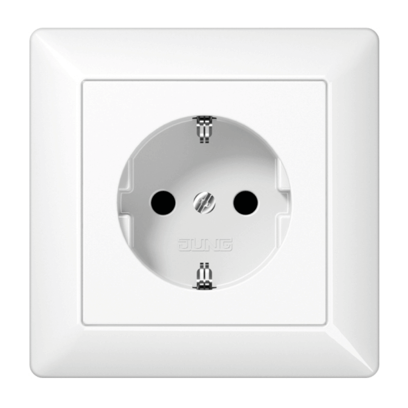 Jung AS1520KIWW Schuko-Steckdose komplett – AS, Berührungsschutz, alpinweiß
