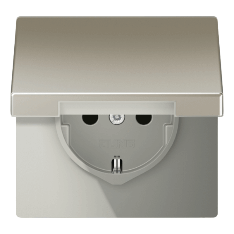 Jung ES1520KL Schuko-Steckdose – LS, Klappdeckel, Edelstahl