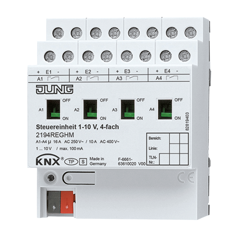 Jung KNX-Dimmaktor 2194REGHM – 4-fach, 4TE, REG, 1-10V, LED