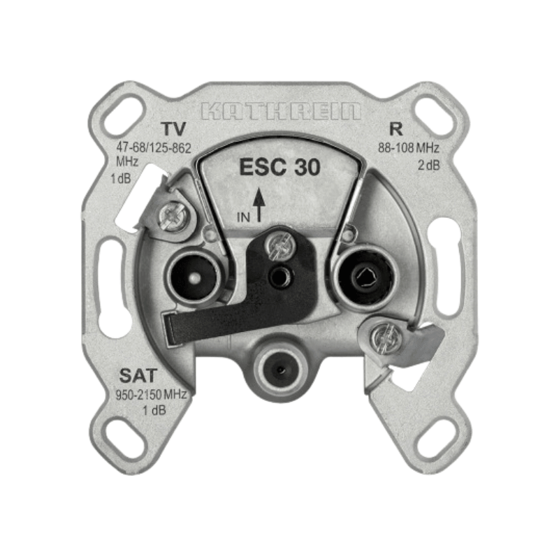 Kathrein 21110013 Sat-TV Dose – End-/Einzeldose, 3-fach, DC-Durchlass, ESC30