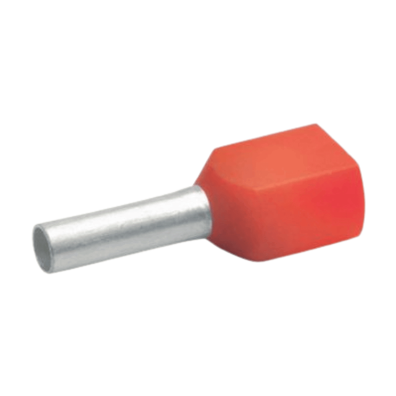 Klauke 876/14 Zwillings-Aderendhülse – 10 mm², isoliert, verzinnt, 26,0 mm, rot