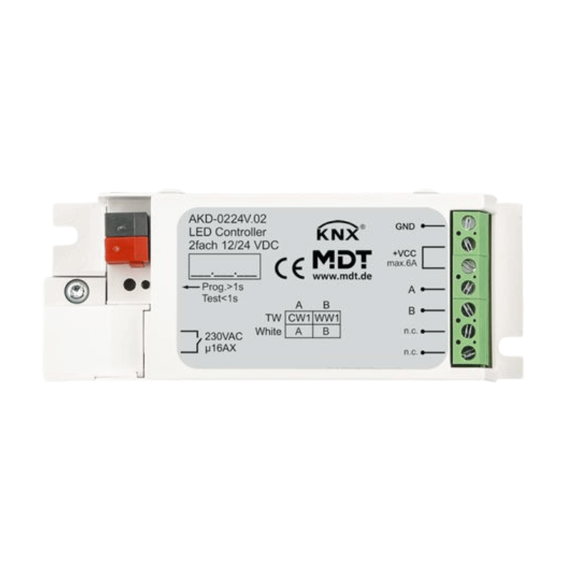 MDT KNX-LED-Dimmaktor AKD-0224V.02 – 2-fach, 2-Kanal 3/6A, 12/24V CV