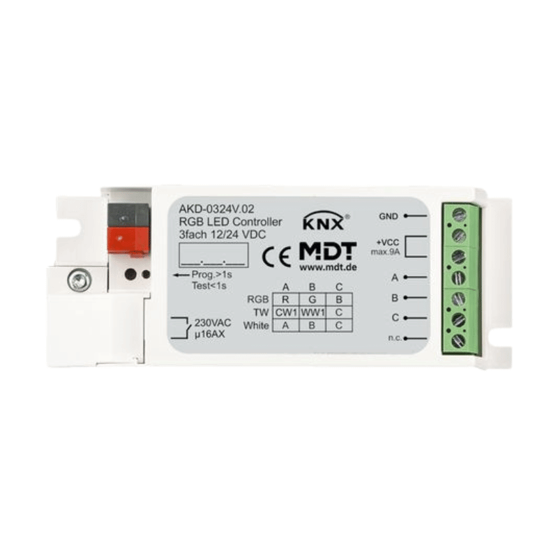 MDT KNX-Dimmaktor AKD-0324V.02 – 3-fach, 3/6A, 12/24V CV, LED, RGB