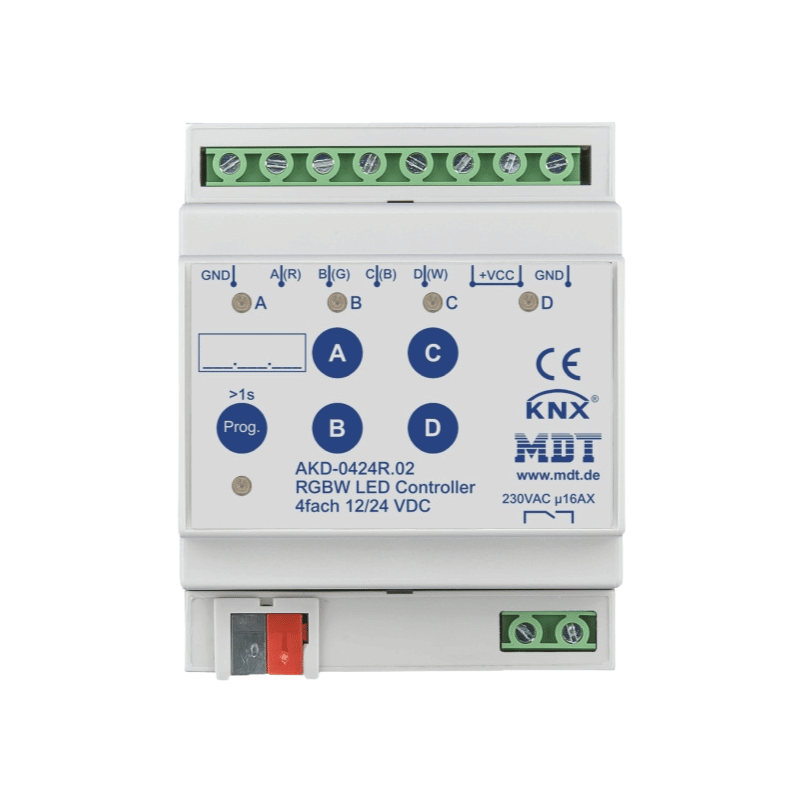 MDT AKD-0424R.02 KNX LED Controller – 4-Kanal, 4/8 A, RGBW, 4TE REG