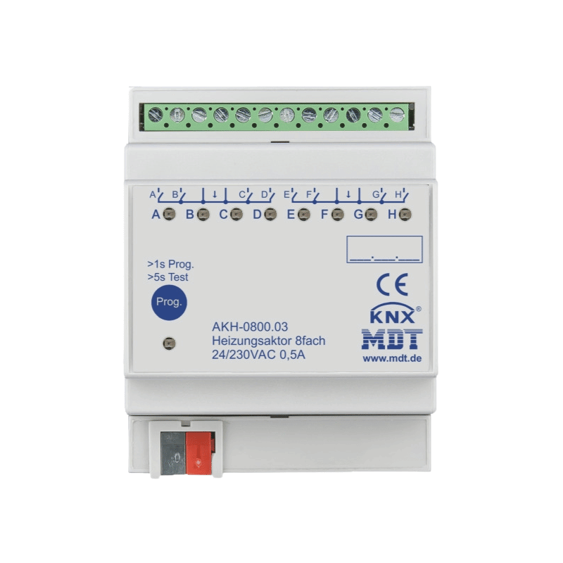 MDT AKH-0800.03 KNX Heizungsaktor – 8-fach, 4TE REG, 24–230 V AC