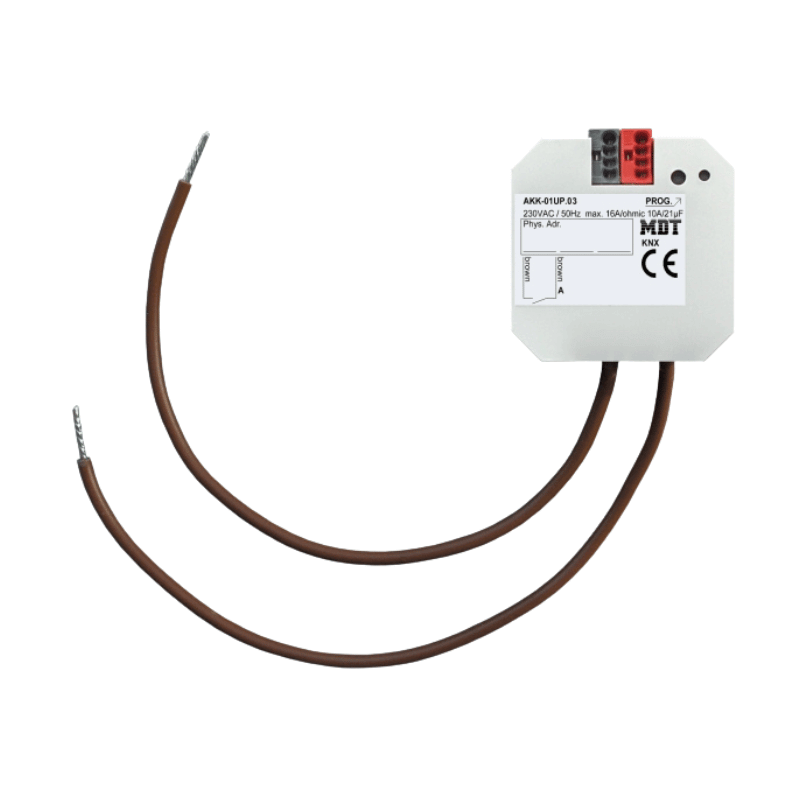 MDT AKK-01UP.03 KNX Schaltaktor – 1-fach, UP, 16 A, 230 V AC, kompakt, 70 µF, 10 EVG