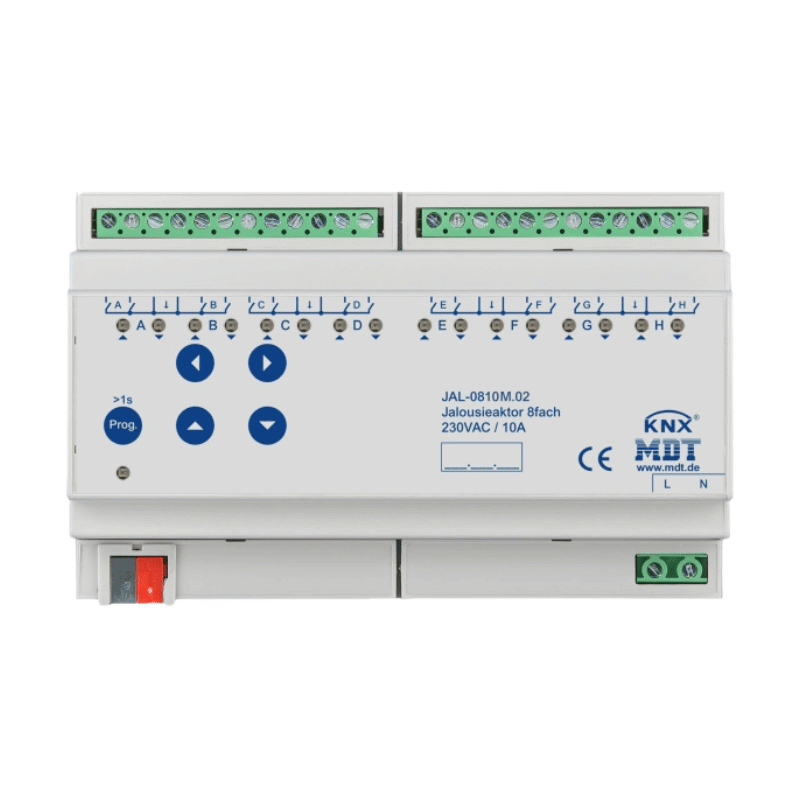 MDT JAL-0810M.02 KNX Jalousieaktor – 8-fach, Fahrzeitmessung, 8TE REG, 8 A, 230 V AC