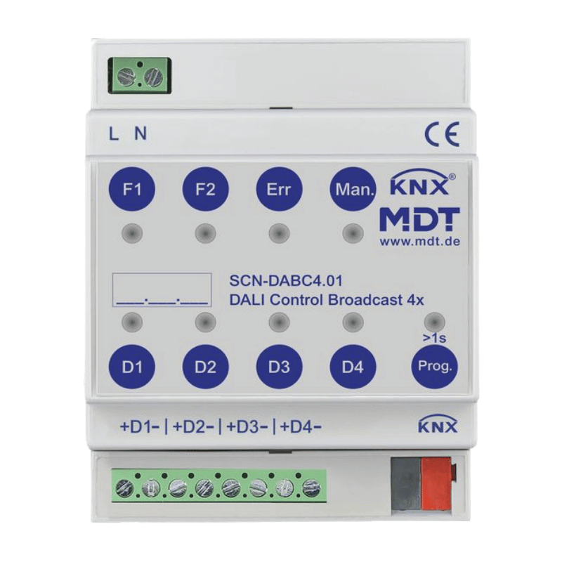 MDT KNX-DALI-Gateway SCN-DABC4.01 Broadcast 4-Kanal REG 4TE mit innovativer HSV Farbsteuerung