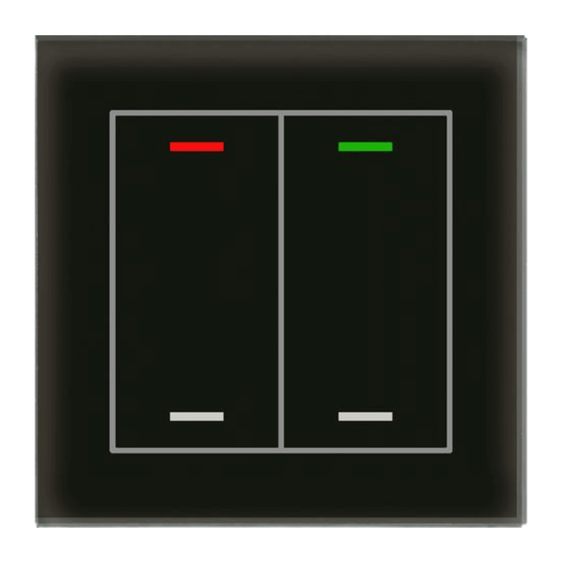 MDT KNX-Glastaster II Light BE-GTL20S.01S – 2-fach, neutral, Glas schwarz/schwarz