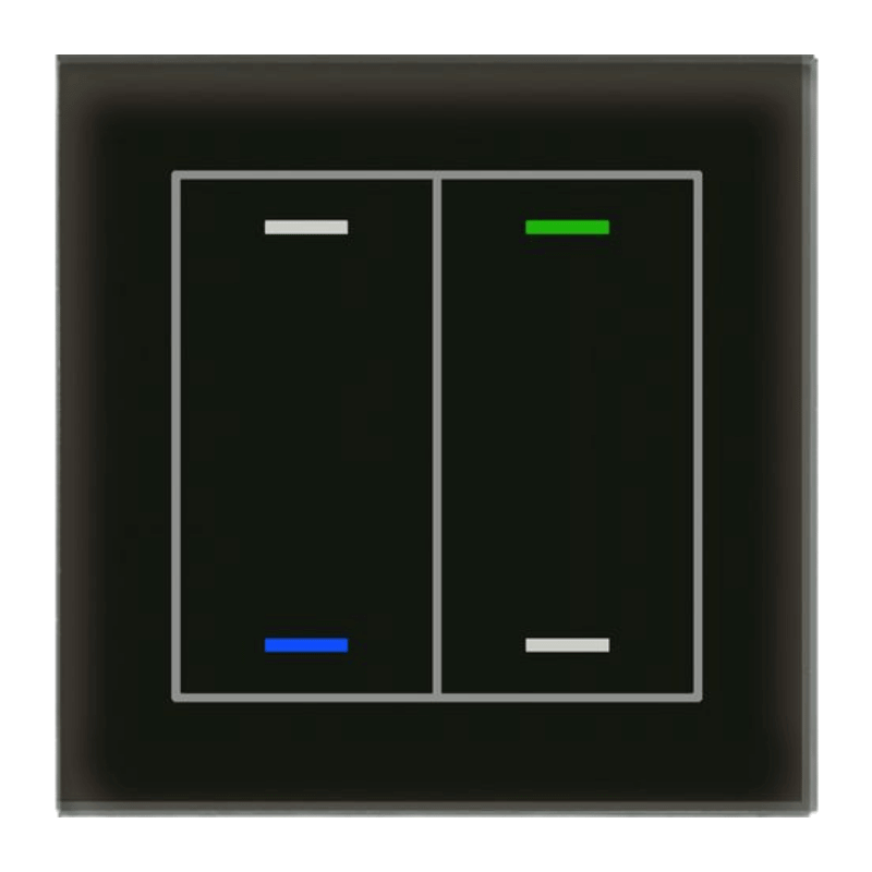 MDT KNX-Glastaster II Light BE-GTL2TS.01S – 2-fach, neutral, mit Temperatursensor, Glas schwarz/schwarz