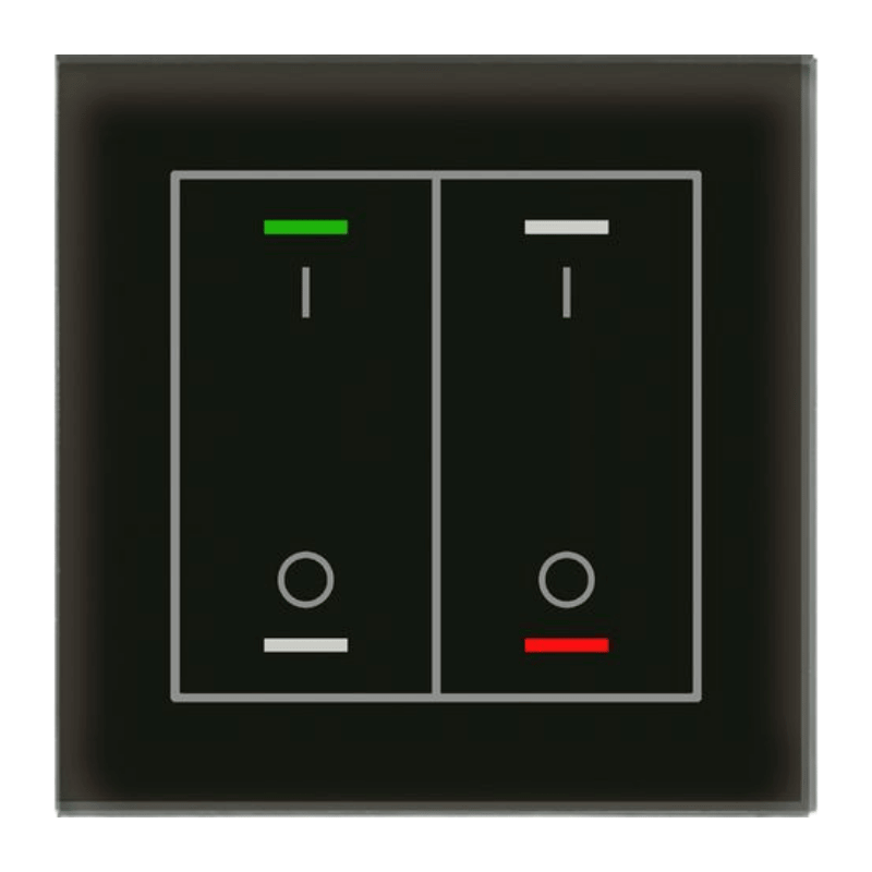 MDT KNX-Glastaster II Light BE-GTL2TS.B1S – 2-fach, IO-Symbol, Glas schwarz/schwarz