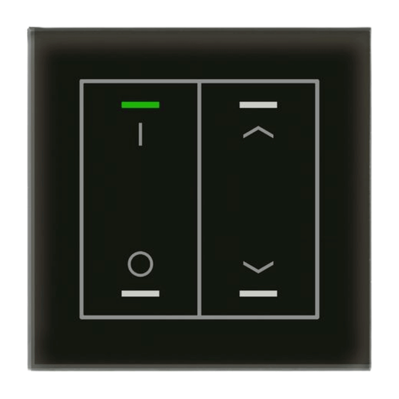 MDT KNX-Glastaster II Light BE-GTL2TS.D1S – 2-fach, IO, Pfeile, mit Temperatursensor, Glas schwarz/schwarz