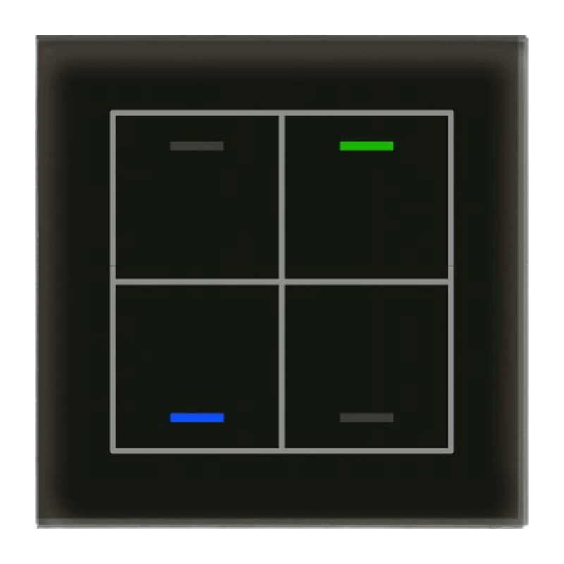 MDT KNX-Glastaster II Light BE-GTL40S.01S – 4-fach, neutral, Glas schwarz/schwarz