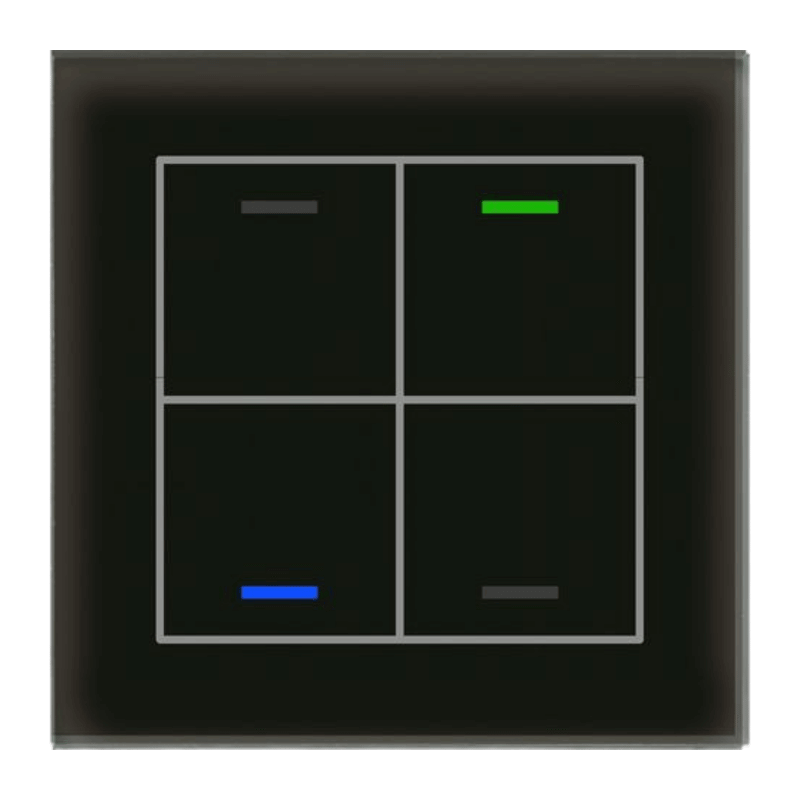 MDT KNX-Glastaster II Light BE-GTL4TS.01S – 4-fach, neutral, mit Temperatursensor, Glas schwarz/schwarz