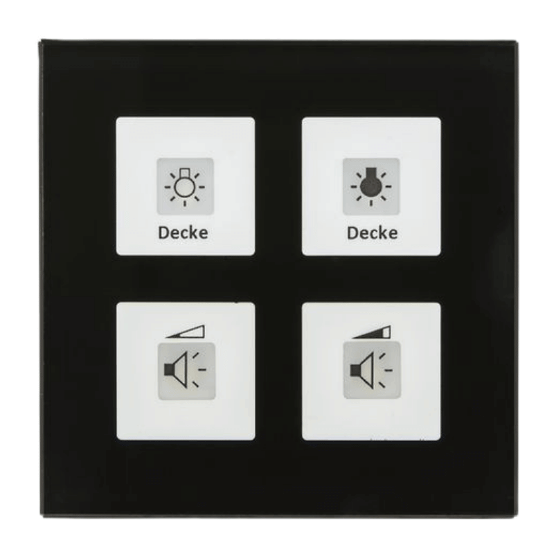 MDT KNX-Glastaster Plus BE-GTT4S.01 – 4-fach, mit Temperatursensor, Glas schwarz