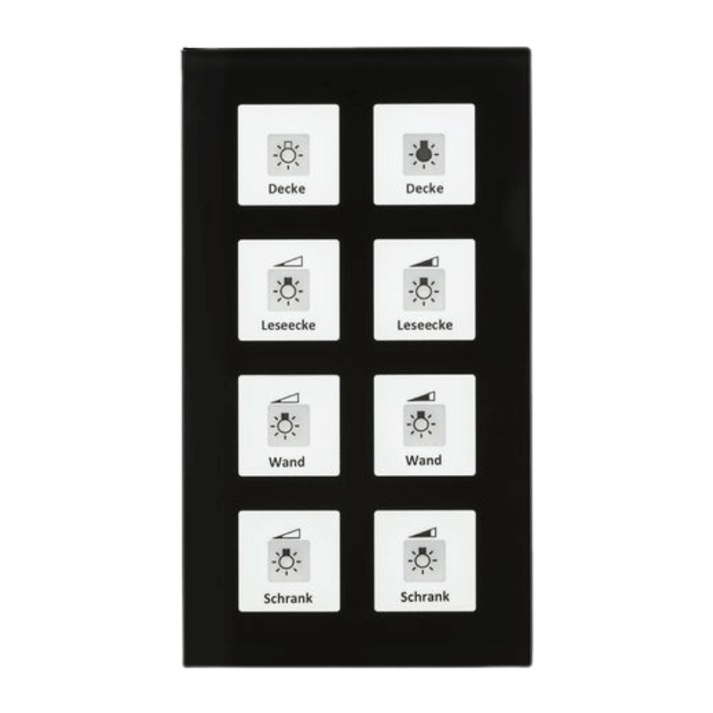 MDT KNX-Glastaster Plus BE-GTT8S.01 – 8-fach, mit Temperatursensor, Glas schwarz