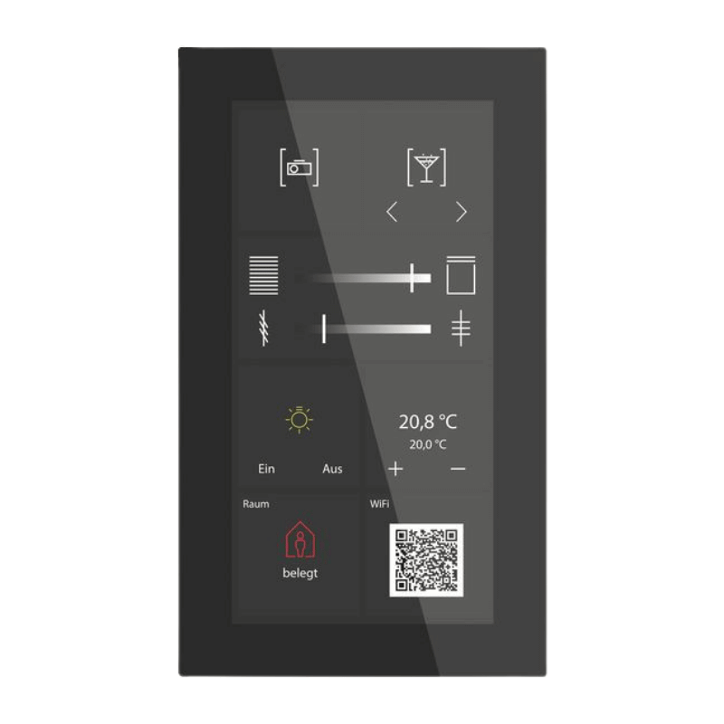 MDT KNX Glas Touch Smart BE-GTSP6TS.01S Plus mit 6 Zoll Farbdisplay in glas schwarz mit RGBW-Hintergrundbeleuchtung