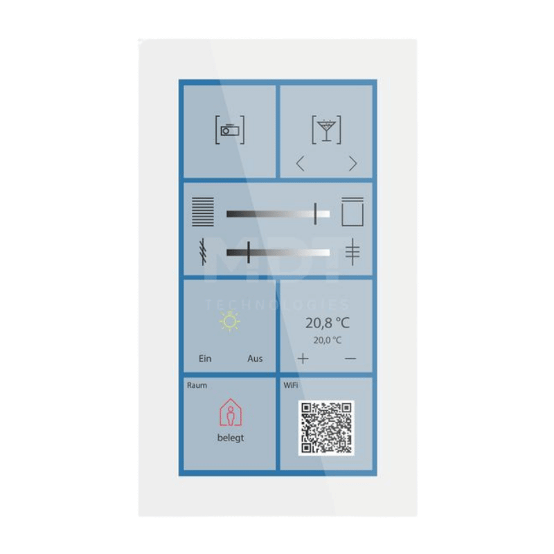 MDT KNX Glas Touch Smart BE-GTSP6TW.01S Plus mit 6 Zoll Farbdisplay in glas weiß mit RGBW-Hintergrundbeleuchtung