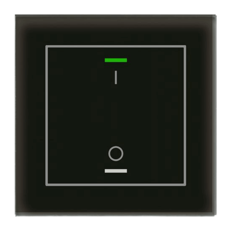 MDT KNX-Glastaster II Light BE-GTL1TS.B1S – 1-fach, IO-Symbol, Temperatursensor, Glas schwarz/schwarz