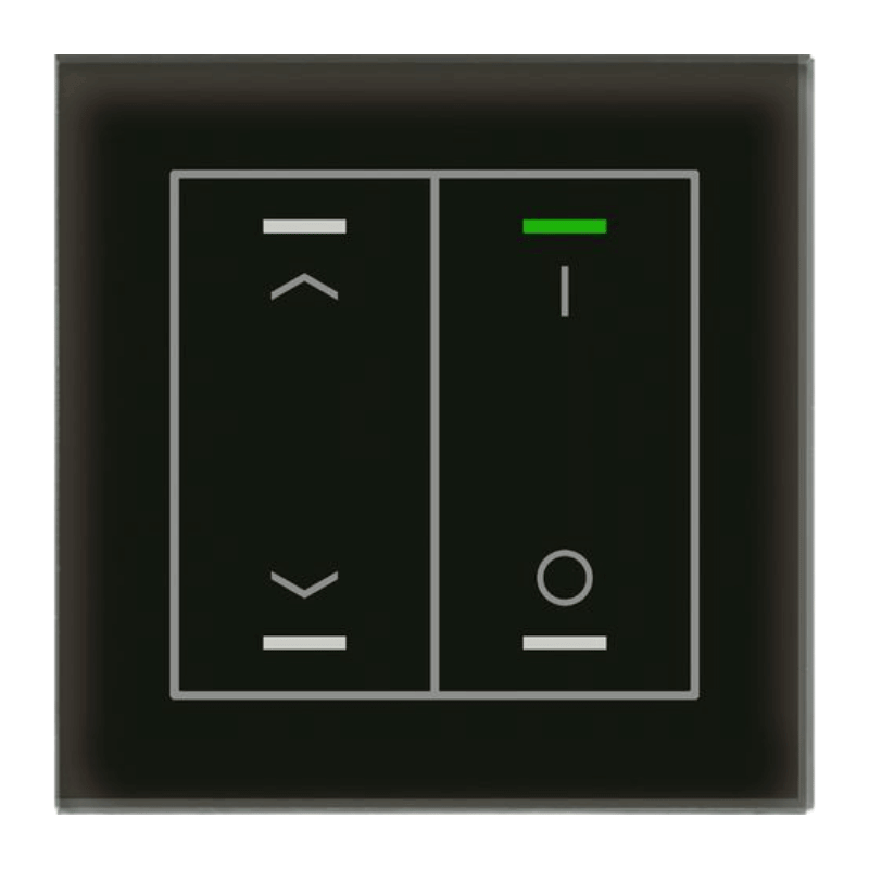 MDT KNX-Glastaster II Light BE-GTL2TS.C1S – 2-fach, Pfeile, IO, Temperatursensor, Glas schwarz/schwarz