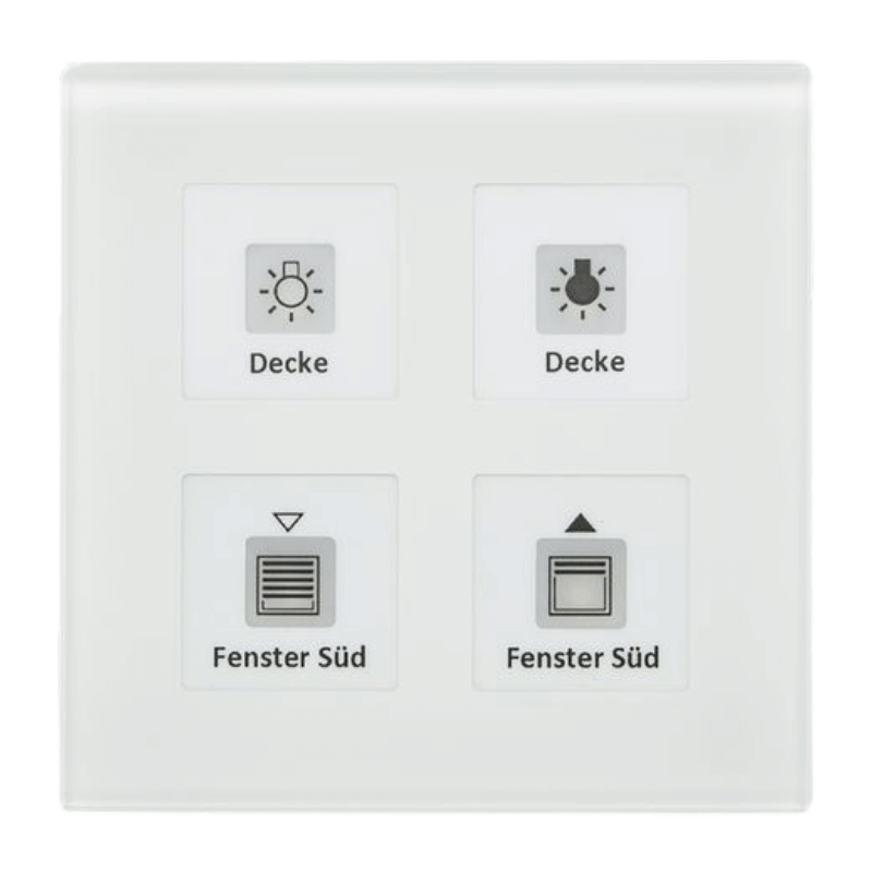 MDT KNX-Glastaster Plus BE-GTT4W.01 – 4-fach, mit Temp.sensor, Glas weiß