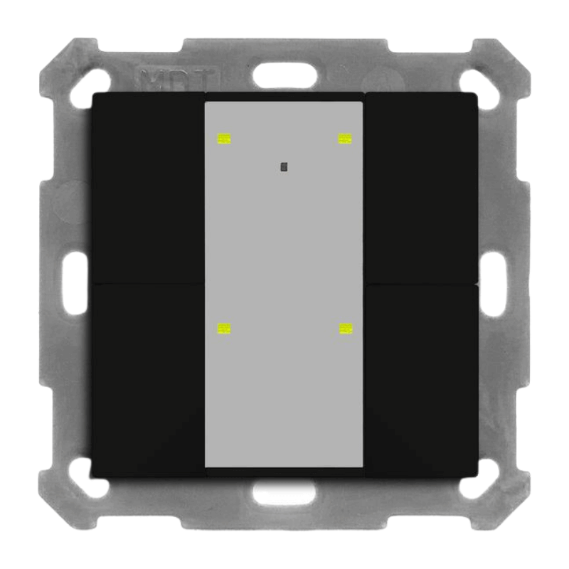 MDT KNX-RF-Tastsensor RF-TA55A406.01 4-fach in schwarz matt für drahtlose KNX-Bedienung