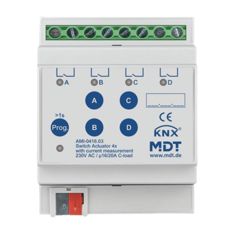 MDT KNX-Schaltaktor Industrie AMI-0416.03 – 4-fach, mit Strommessung v3