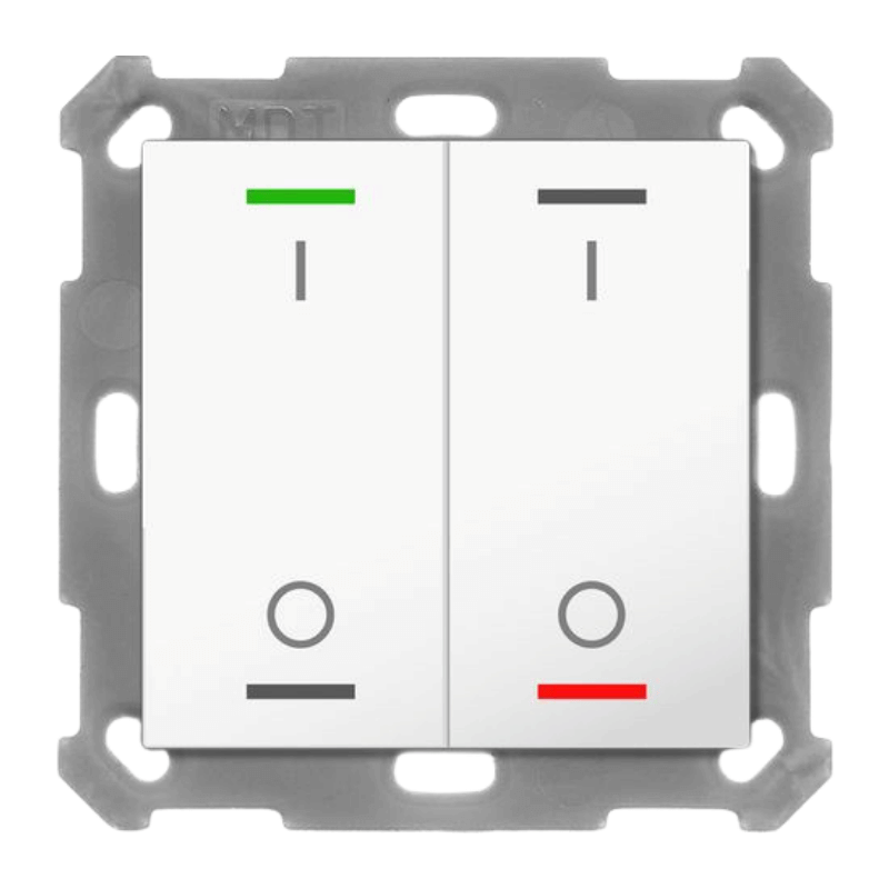 MDT KNX-Tastsensor Light 55 BE-TAL55T2.B1 – 2-fach, IO-Symbol, Temperatursensor, UP, reinweiß glänzend