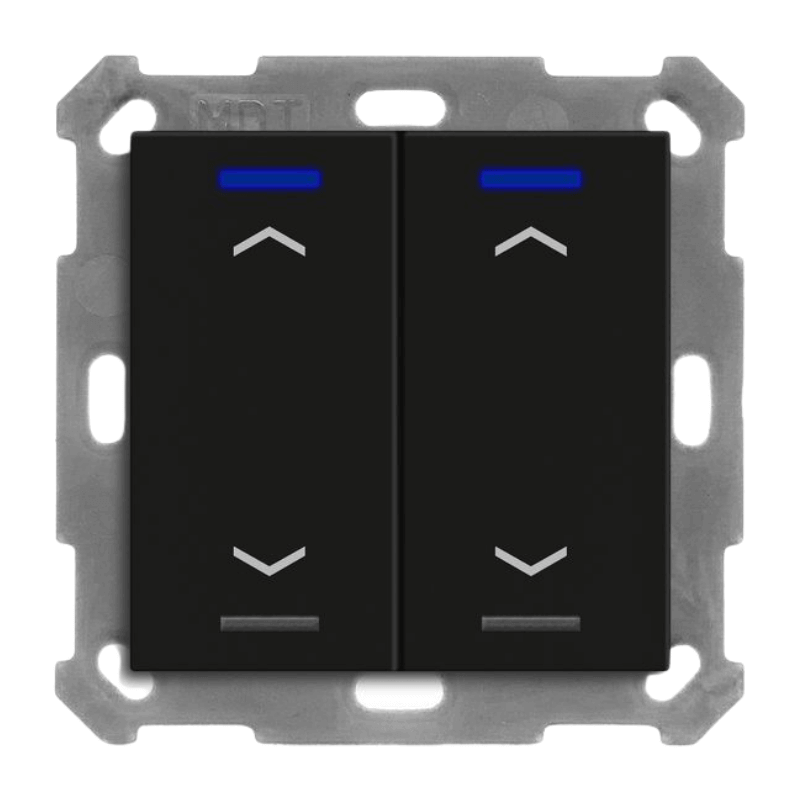MDT KNX-Tastsensor Light 55 BE-TAL55T206.A1 2-fach mit Pfeilsymbolen und Temperatursensor in schwarz matt