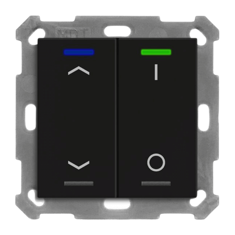 MDT KNX-Tastsensor Light 55 BE-TAL55T2.C1 – 2-fach, mit Temp.sensor, Pfeile, IO, reinweiß glänzend