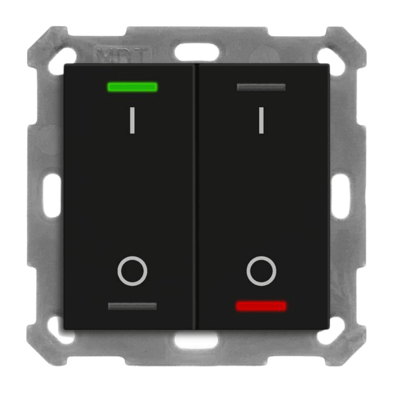 MDT KNX-Tastsensor Light 55 m. Temperatursensor BE-TAL55T206.B1 – 2-fach, IO, schwarz matt