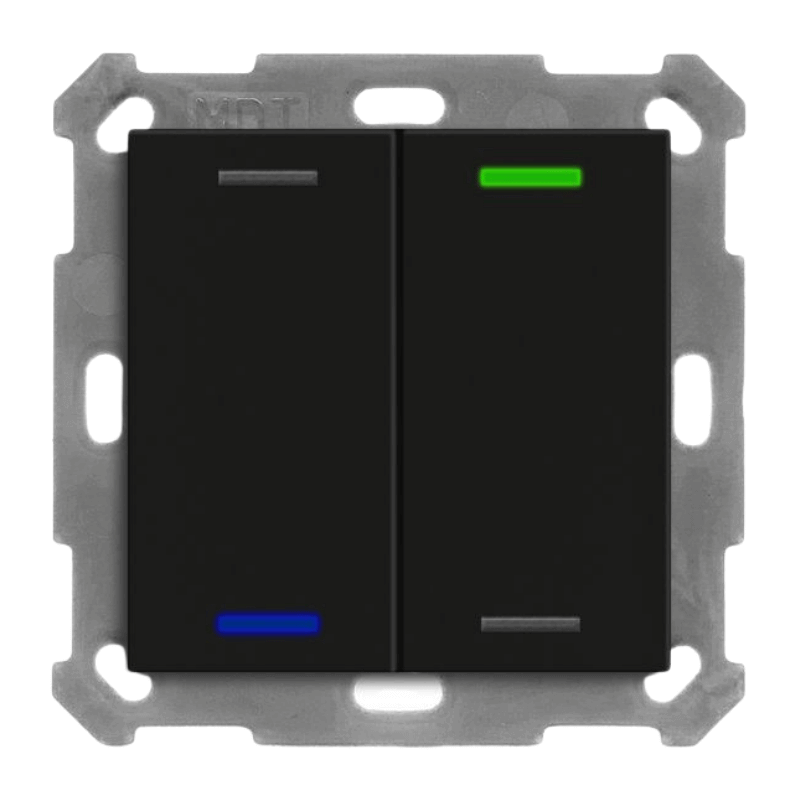 MDT KNX-Tastsensor Light 55 BE-TAL550206.01 – 2-fach, neutral, schwarz matt