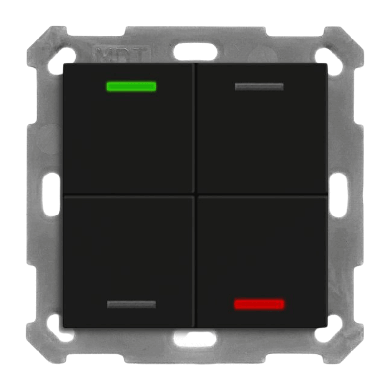 MDT KNX-Tastsensor Light 55 BE-TAL55T406.01 – 4-fach, mit Temperatursensor, schwarz matt