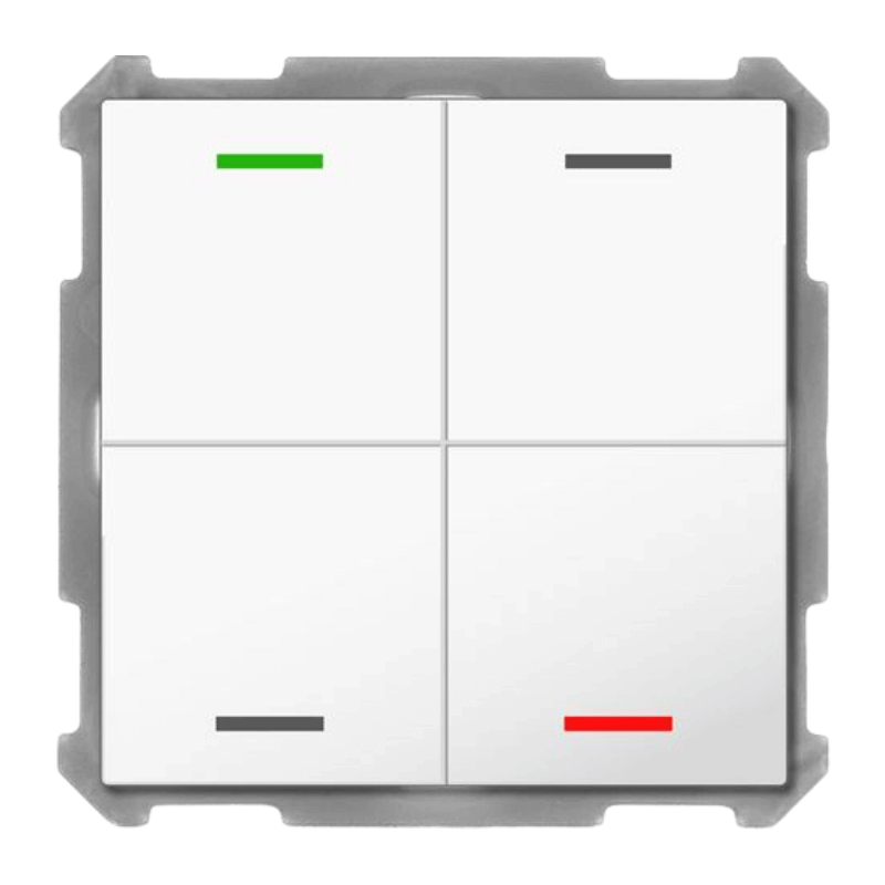 MDT KNX-Tastsensor Light 63 BE-TAL63T4.01 – 4-fach, mit Temp.sensor, neutral, Studioweiß glänzend