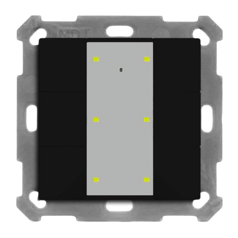 MDT KNX-Tastsensor Plus BE-TA55T606.02 – 6-fach, mit Temperatursensor, UP v2, schwarz matt