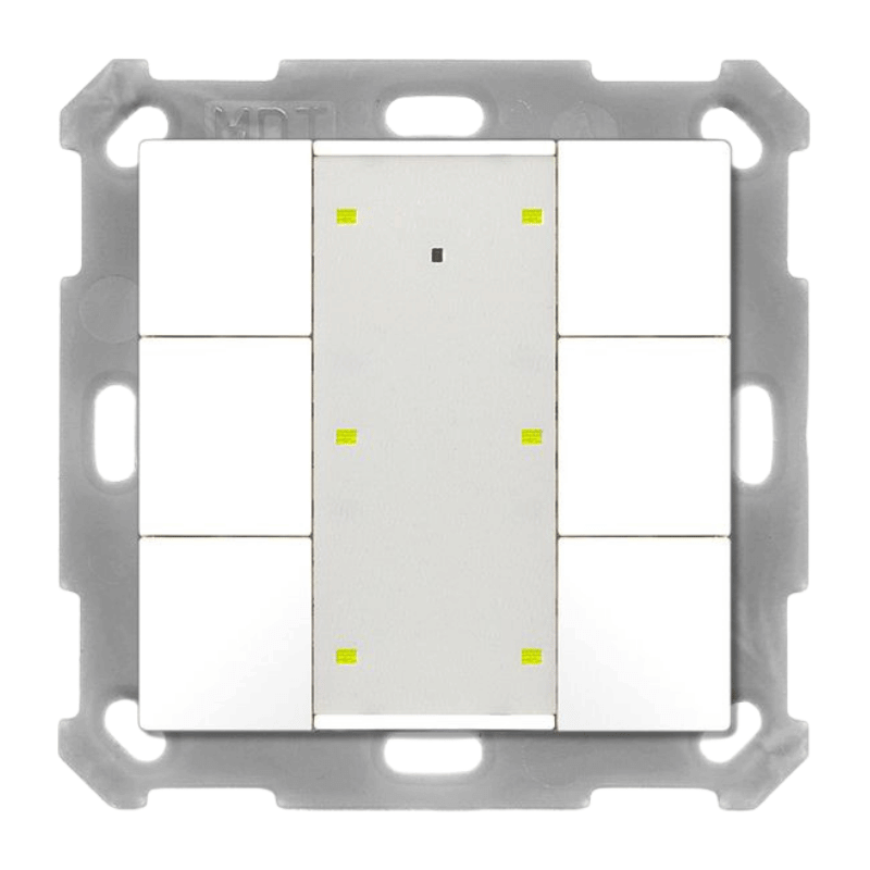 MDT KNX-Tastsensor Plus BE-TA55T6.G2 – 6-fach, mit Temperatursensor, UP v2, reinweiß glänzend